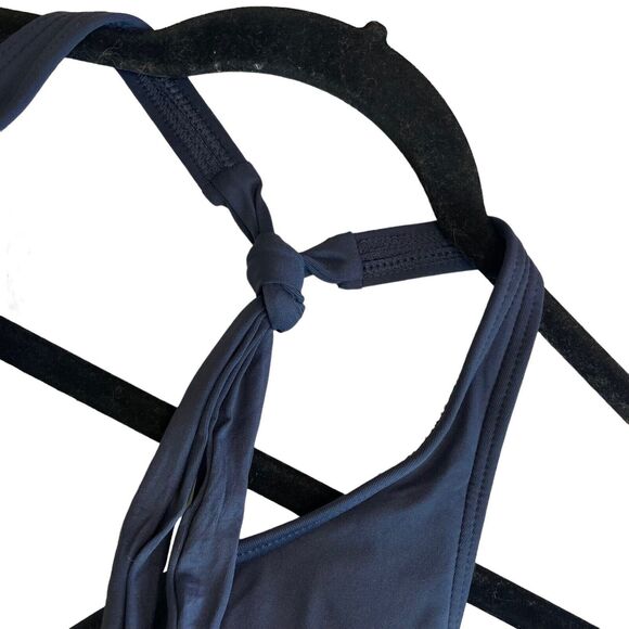 Michael Kors Halter One Piece Swimsuit - Chain Print Border Navy Size 6 NWT - Picture 15 of 16